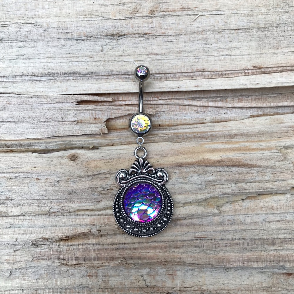 Purple Iridescent Mermaid Belly Button Ring